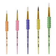 Кисти c EVA-вставкой НАБОР 5 шт. (ПОНИ круглые №1, 4; КОЗА круглые №3, 6; ЩЕТИНА плоская №4), BRAUBERG KIDS, 201091