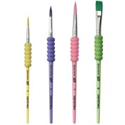 Кисти c EVA-вставкой НАБОР 4 шт. (синтетика круглые №3, 5, 7; плоская №12), блистер, BRAUBERG KIDS, 201094