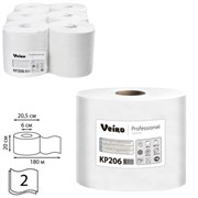 Полотенца бумажные с центральной вытяжкой 180 м, VEIRO (M4) COMFORT, 2-слойные, КОМПЛЕКТ 6 рулонов, KP206
