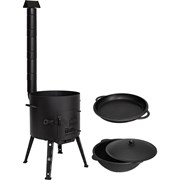 Печь Davr Metall печь+казан22(плоск)+сковорода