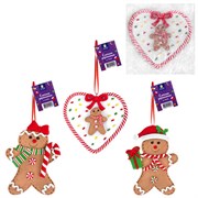 Украшение елочное (1 шт.) "Пряник", 12х9 см, полимерная глина, ассорти 3 дизайна, ЗОЛОТАЯ СКАЗКА, 592408