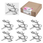 Кольца для салфеток новогодние, КОМПЛЕКТ 6 шт., 5,5 см, "Олени", серебристые, ЗОЛОТАЯ СКАЗКА, 592488