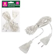 Удлинитель для электрогирлянд 5 м, прозрачный шнур, пакет, ЗОЛОТАЯ СКАЗКА, 591713