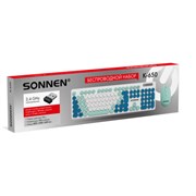 Набор беспроводной тихий: клавиатура 104 клавиши, мышь 4 кнопки 800/1200/1600 dpi, SONNEN K-650, белый / мятный / бирюзовый, 513953