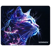 Коврик для мыши SONNEN "NEON CAT" резина + ткань, 250х200х2 мм, 513956