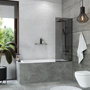 Стеклянная шторка на ванну Mebelvann 1400x700 BLACK