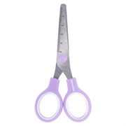 Ножницы BRAUBERG KIDS 130 мм, ручки лавандовые, закругленные лезвия с линейкой, 274061