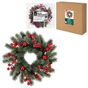 Венок новогодний заснеженный, диаметр 30 см "Зимняя сказка", с декором, литой ПЭТ, ЗОЛОТАЯ СКАЗКА, 592518