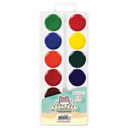 Краски акварельные BRAUBERG "МИЛЫЕ КОТЫ", медовые, 12 цветов, круглые кюветы, 192685