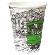 Стакан одноразовый бумажный 300/360 мл, D 90 мм, с печатью "ГОРОД", КОМПЛЕКТ 50 шт., холодное/горячее, WELDAY (ВЭЛДЭЙ), 702696