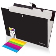 Папка-органайзер на кнопке 5 отделений, BRAUBERG "Extra", А4, черная с белым, 274094