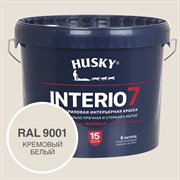 Краска для стен HUSKY INTERIO 7, Кремовый белый, 9 л