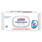 Салфетки влажные 120 шт., ЭКОНОМ SMART, антибактериальные, крышка-клапан, 30648