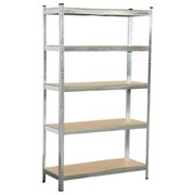 Стеллаж металлический BOOMHOUSE (БУМХАУС) безболтовой, 1800x1050x400 мм, 5 полок МДФ, нагрузка на стеллаж до 875 кг, серебристый, 291413