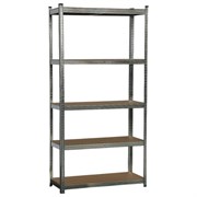 Стеллаж металлический BOOMHOUSE (БУМХАУС) безболтовой, 2000x1000x400 мм, 5 полок МДФ, нагрузка на стеллаж до 875 кг, серебристый, 291414