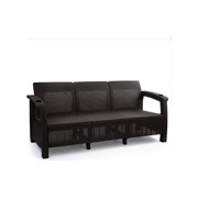 Диван ротанг 3-х местный 188x70x79 см цвет мокко с коричневыми подушками HOMLYGREEN ARD257826