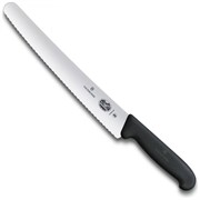 Нож для хлеба и выпечки Victorinox лезвие 26 см волнистое, чёрный 5.2933.26