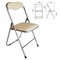 Стул складной для дома и офиса РС04, серебристый каркас, кожзам бежевый - фото 13573278