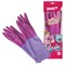 Перчатки МНОГОРАЗОВЫЕ резиновые YORK "Роза", хлопчатобумажное напыление, ПРОЧНЫЕ, размер 7-8, M (средний), розовые, вес 70 г, 92670 - фото 15065064