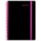 Тетрадь обложка пластик, А5 80 л., спираль пластик, резинка, клетка, BRAUBERG, черный/розовый, 405384 - фото 15252561