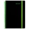 Тетрадь обложка пластик, А5 80 л., спираль пластик, резинка, клетка, BRAUBERG, черный/зеленый, 405387 - фото 15258489