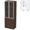 Шкаф закрытый со стеклом в алюминиевой рамке "Приоритет" 720х438х2000 мм, 4 полки, венге (КОМПЛЕКТ) - фото 16569385